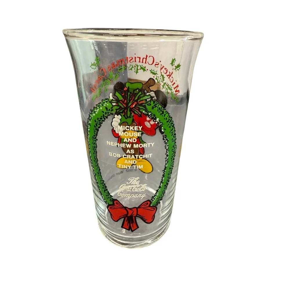 Vintage 1982 Walt Disney Mickey's Christmas Carol Drinking‎ Glass Coca Cola Co.